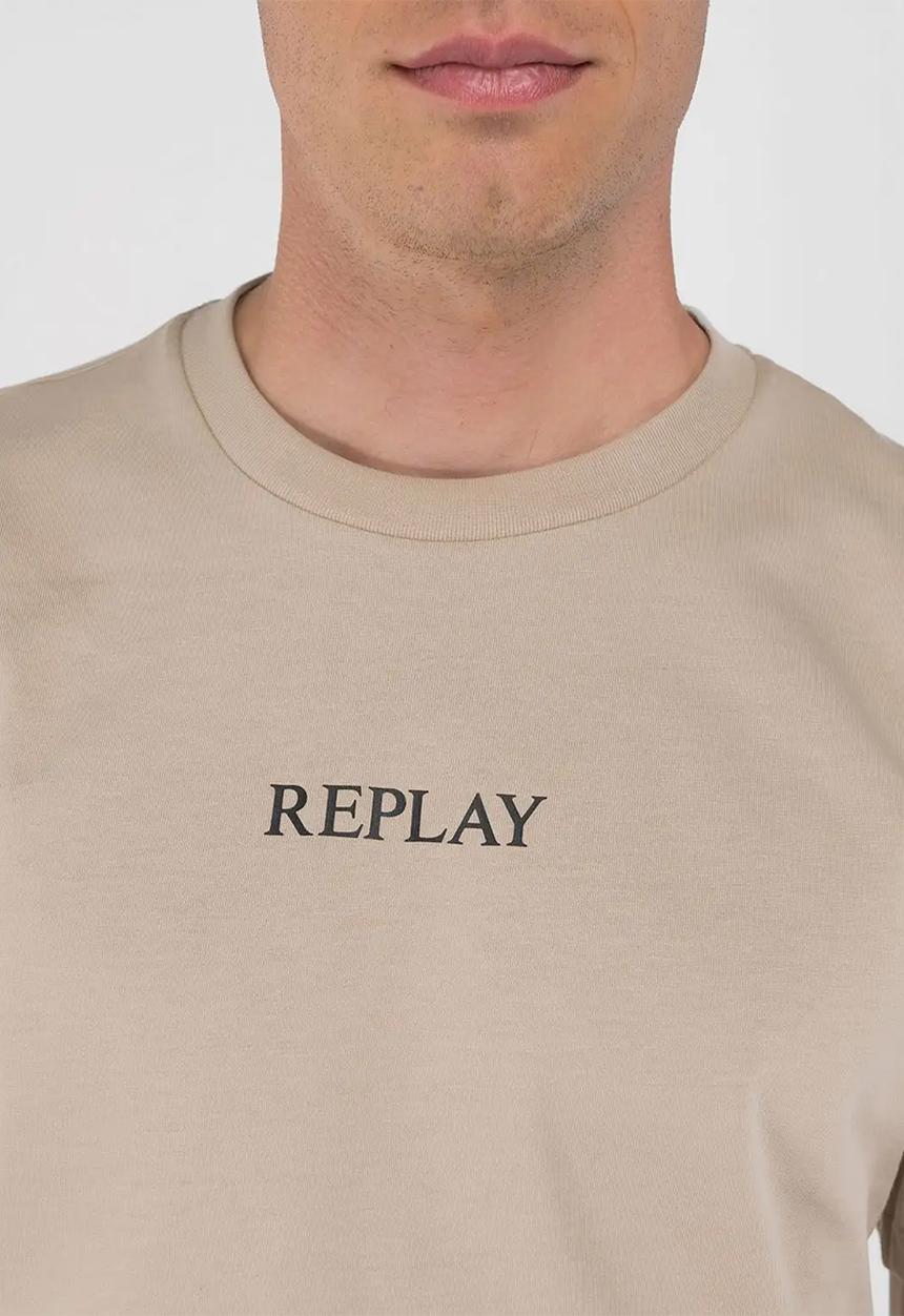Replay - Centre chest logo T-shirt - light taupe