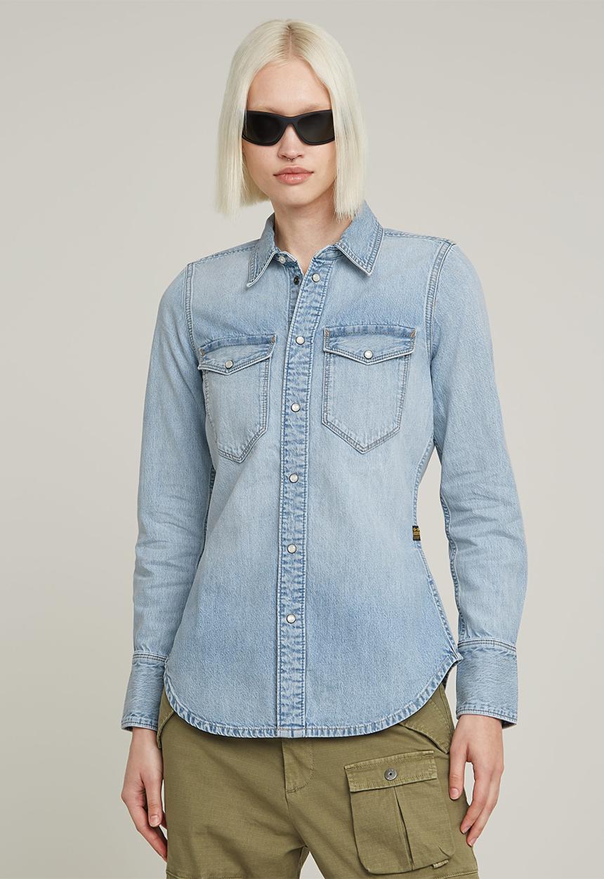 G-STAR - Slim western shirt l\s wmn - Sun Faded Blue Mist