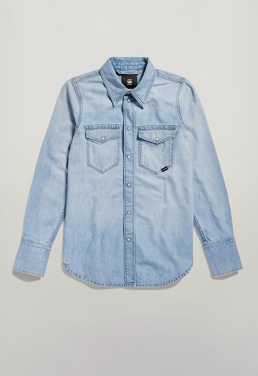 G-STAR - Slim western shirt l\s wmn - Sun Faded Blue Mist