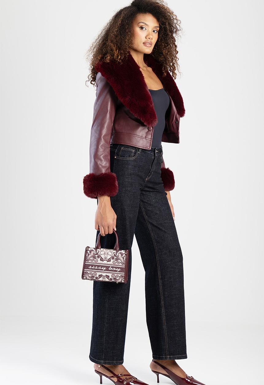 SISSY BOY - Printed mini crossbody bag - burgundy