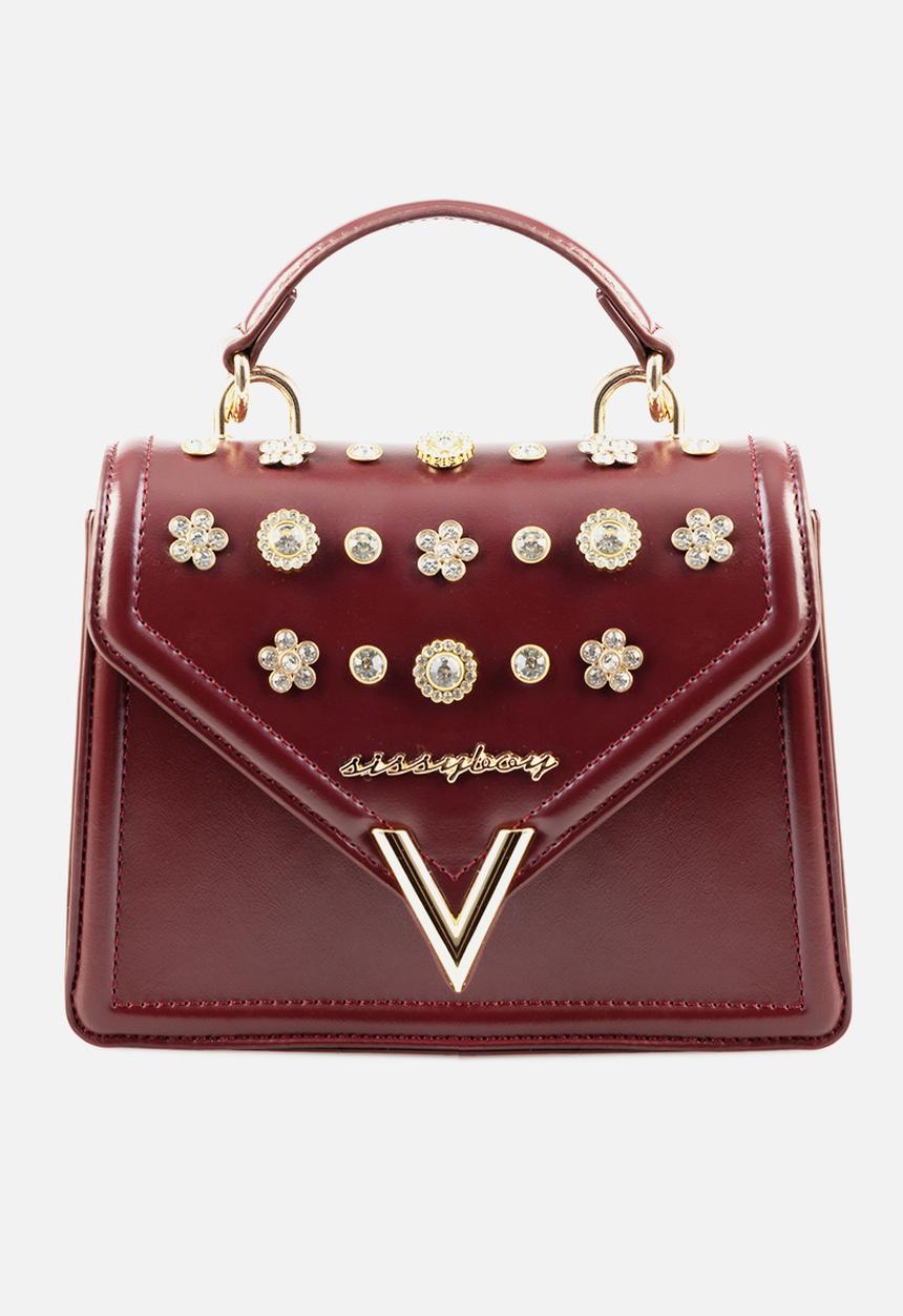 SISSY BOY - Detailed mini crossbody bag - burgundy