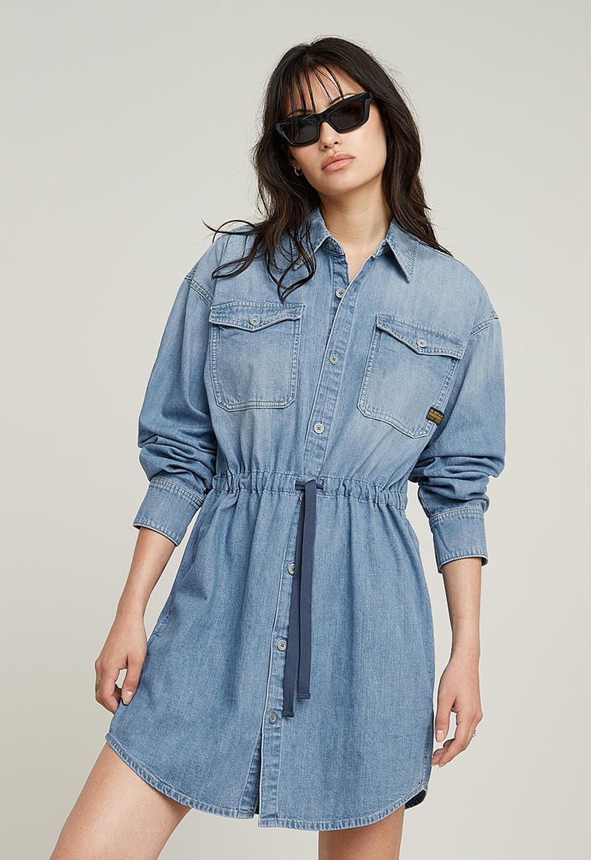 G-STAR - Relaxed drawcord denim dress wmn - Faded Thames