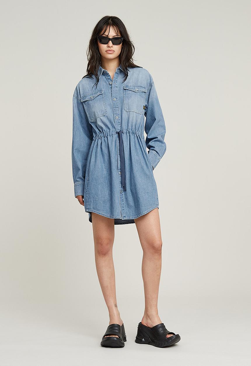 G-STAR - Relaxed drawcord denim dress wmn - Faded Thames