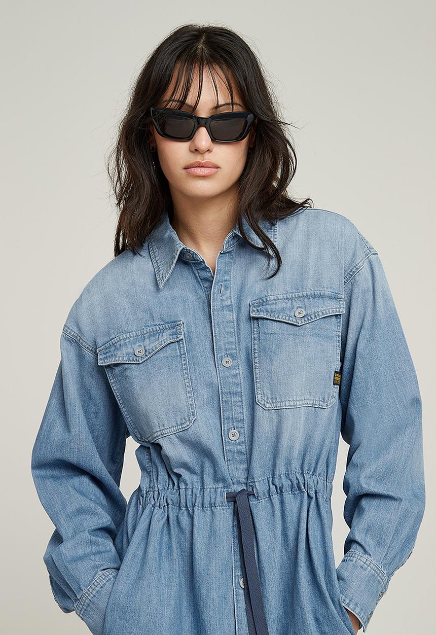 G-STAR - Relaxed drawcord denim dress wmn - Faded Thames