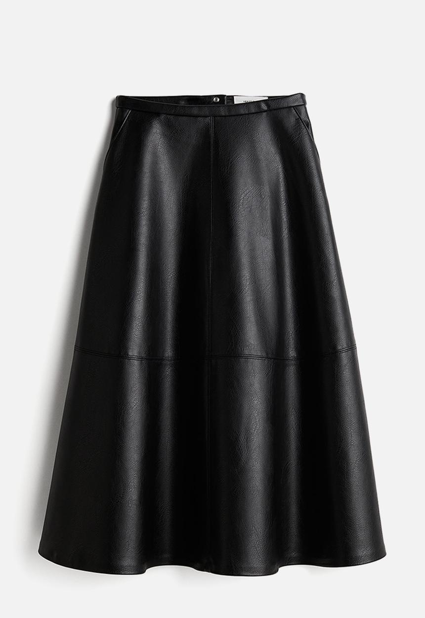 H&M - Coated a-line skirt - black
