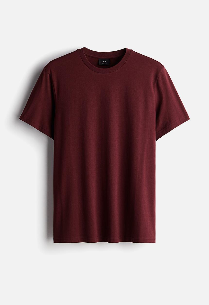 H&M - Regular fit round-neck t-shirt - burgundy