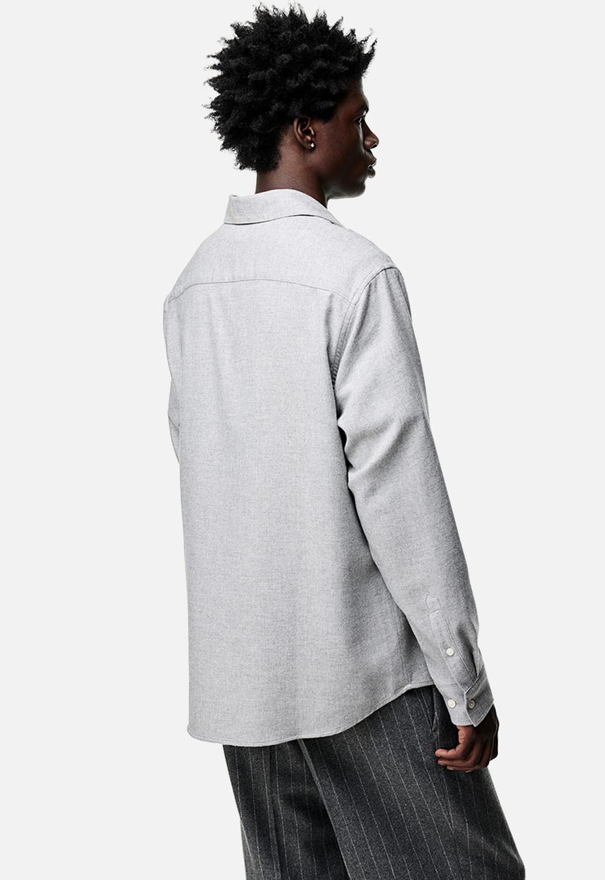 H&M - Regular fit flannel shirt - light grey marl