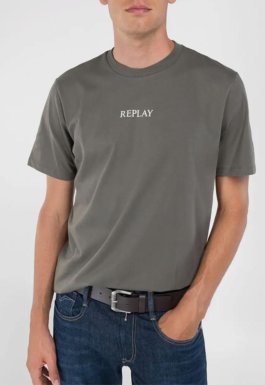 Replay - Centre chest logo T-shirt - iron grey