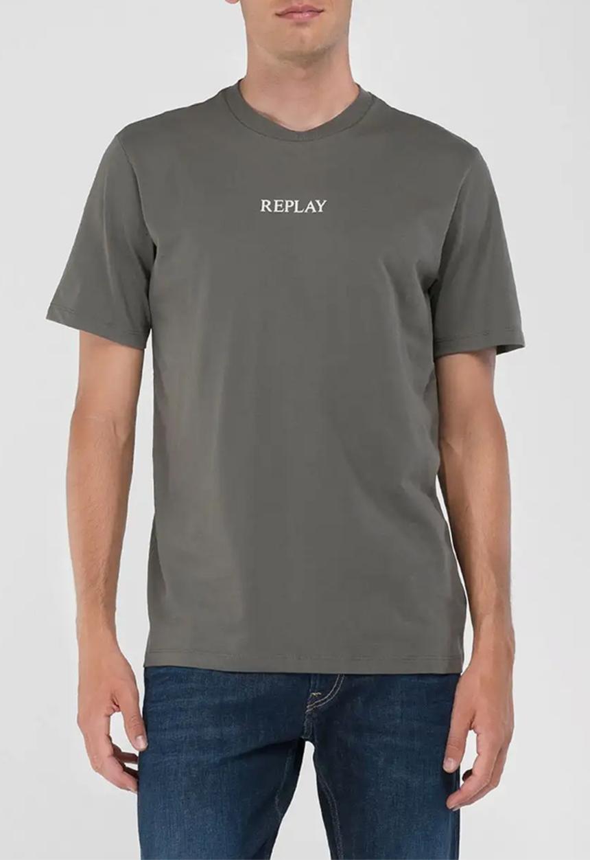Replay - Centre chest logo T-shirt - iron grey