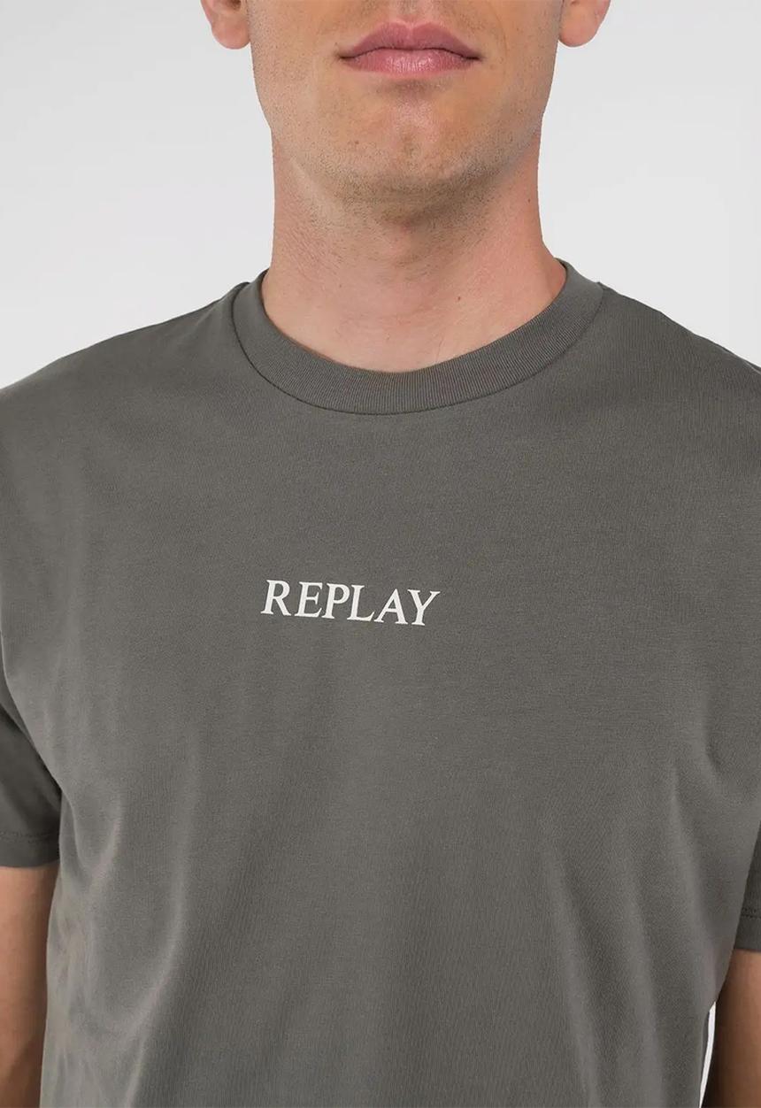 Replay - Centre chest logo T-shirt - iron grey