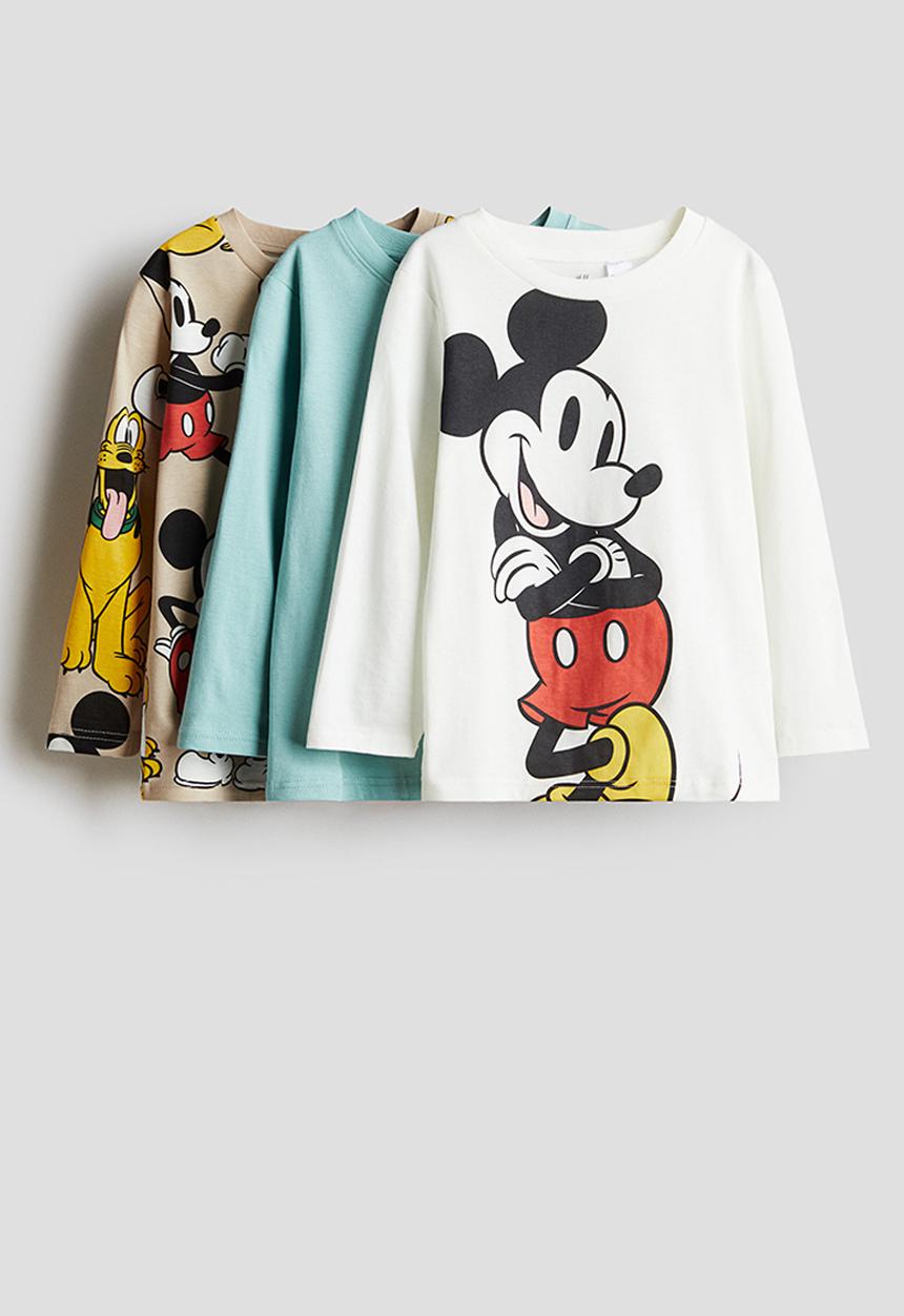 H&M - 3-Pack long-sleeved t-shirts - white,beige,turquoise,multi