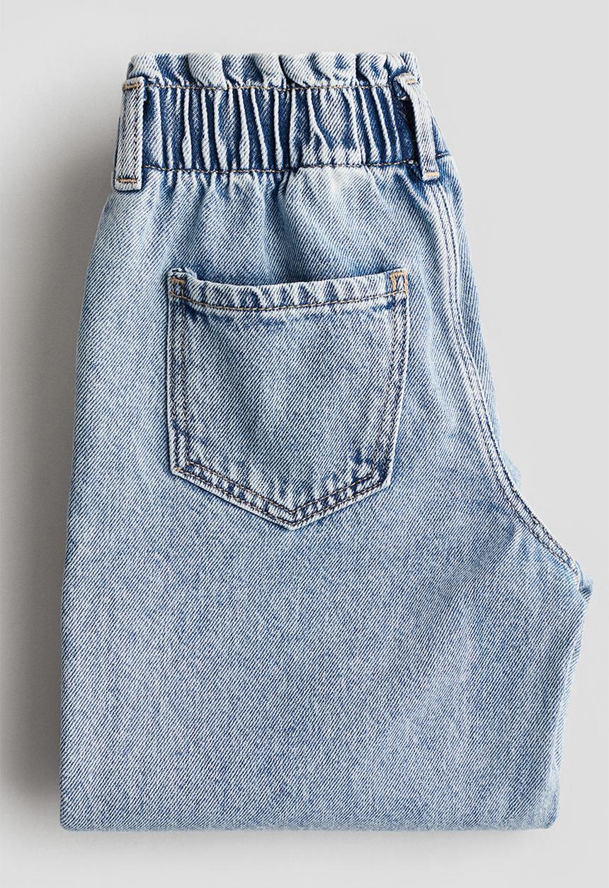 H&M - Wide leg paper bag jeans - light denim blue