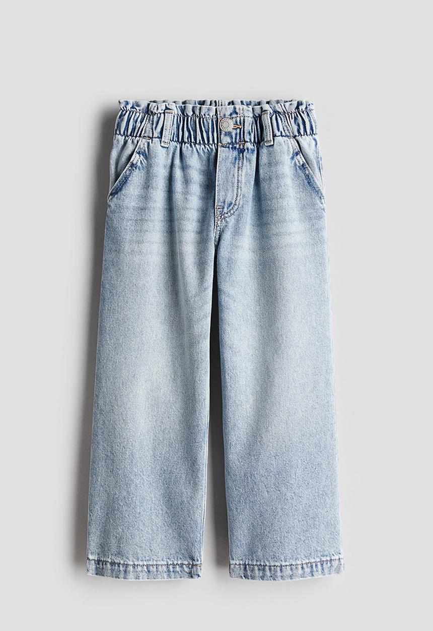 H&M - Wide leg paper bag jeans - light denim blue