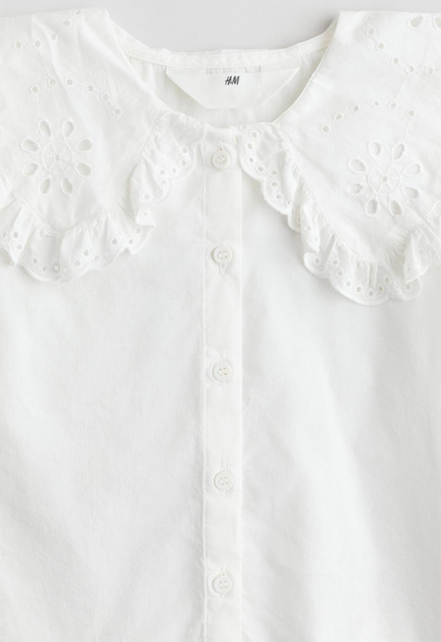 H&M - Collared cotton blouse - white