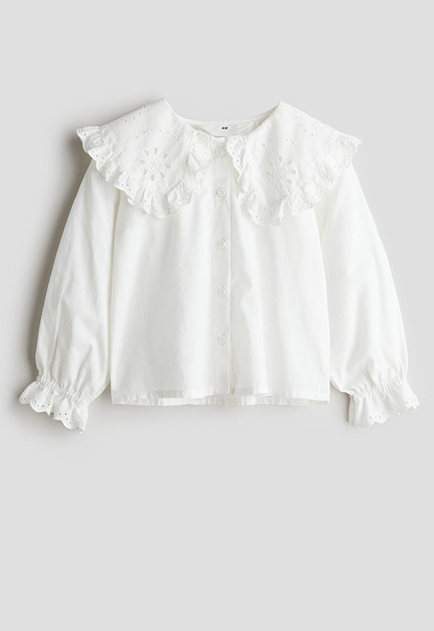 H&M - Collared cotton blouse - white