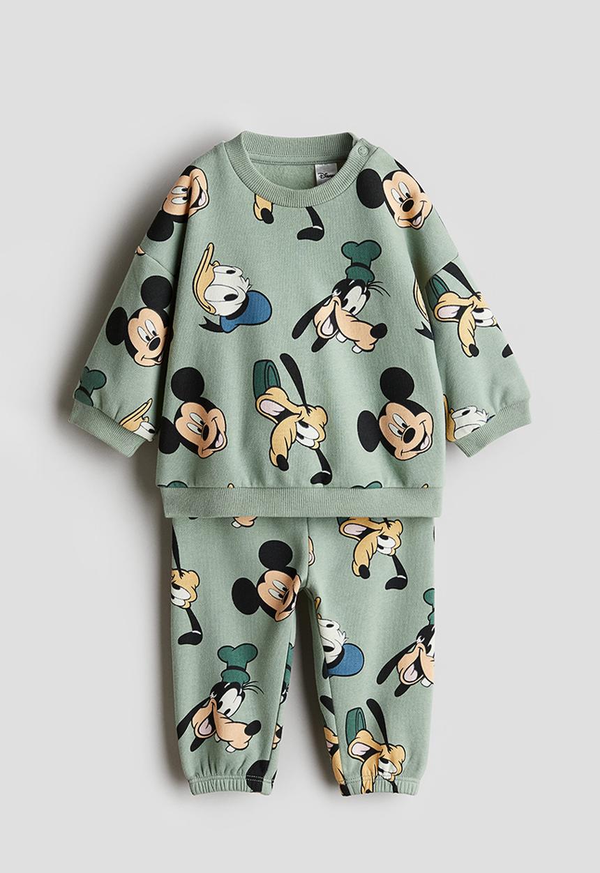 H&M - 2-Piece motif-detail set - light green/mickey mouse