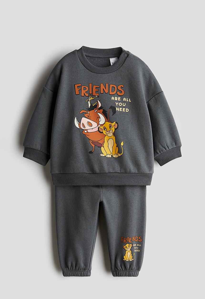 H&M - 2-Piece motif-detail set - dark grey/the lion king