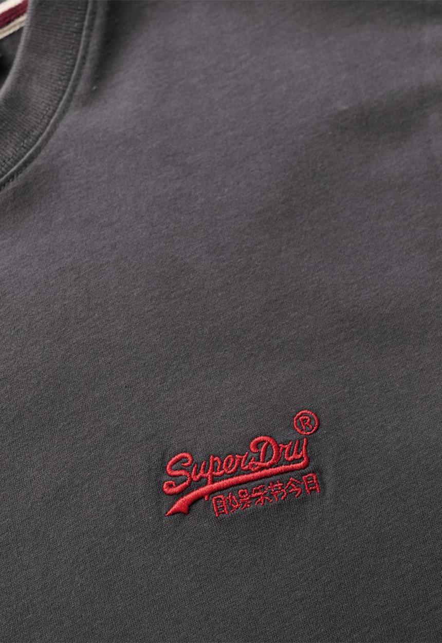 Superdry. - Essential Logo Emb Tee - Graphite Black/Fluro Red