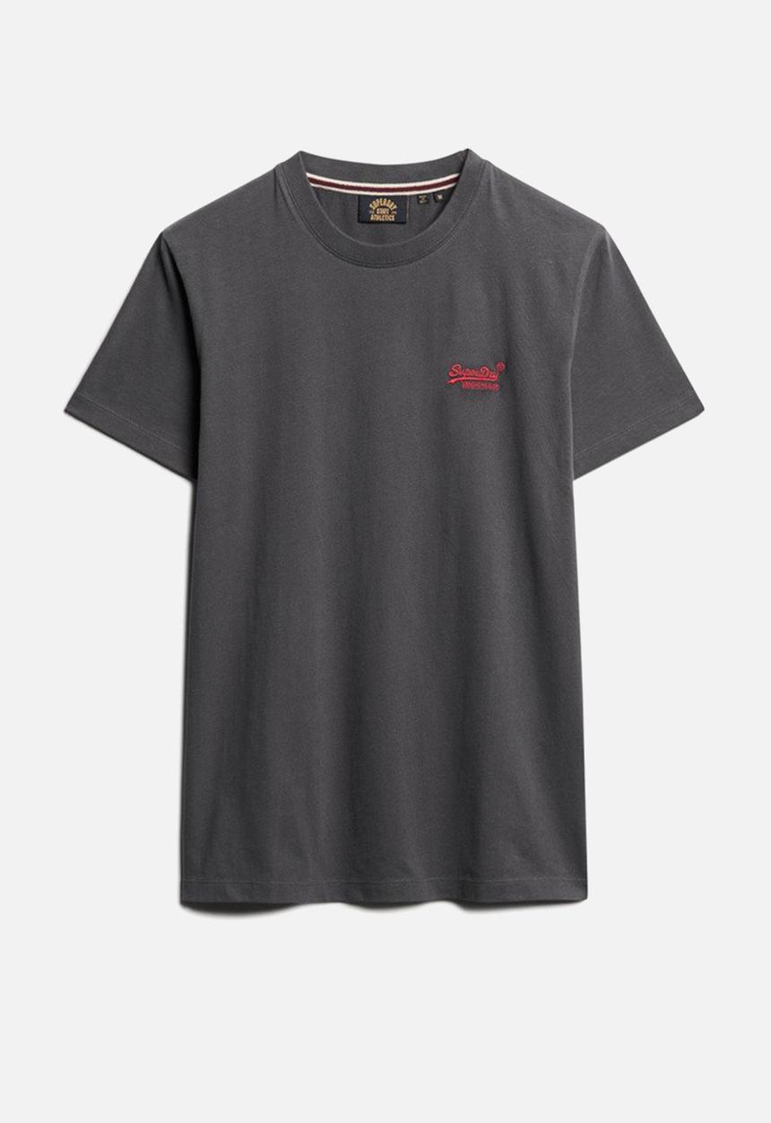 Superdry. - Essential Logo Emb Tee - Graphite Black/Fluro Red