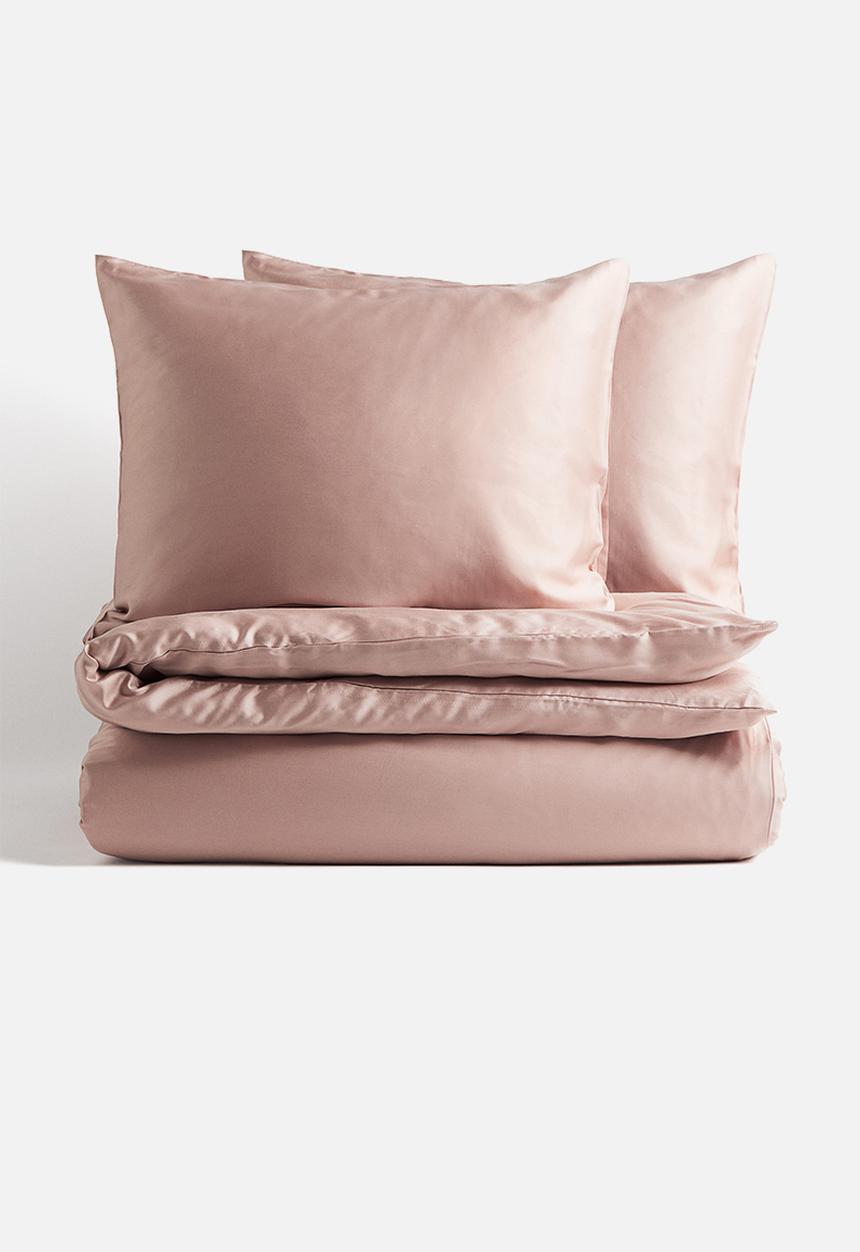 H&M - Satin double/king duvet cover set - peach pink 