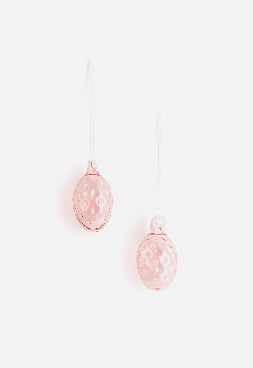H&M - 2 Pack glass easter decorations - pink