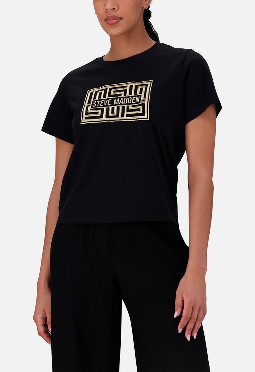 Steve Madden - Malissa Metallic Logo Boxy T-Shirt - Black