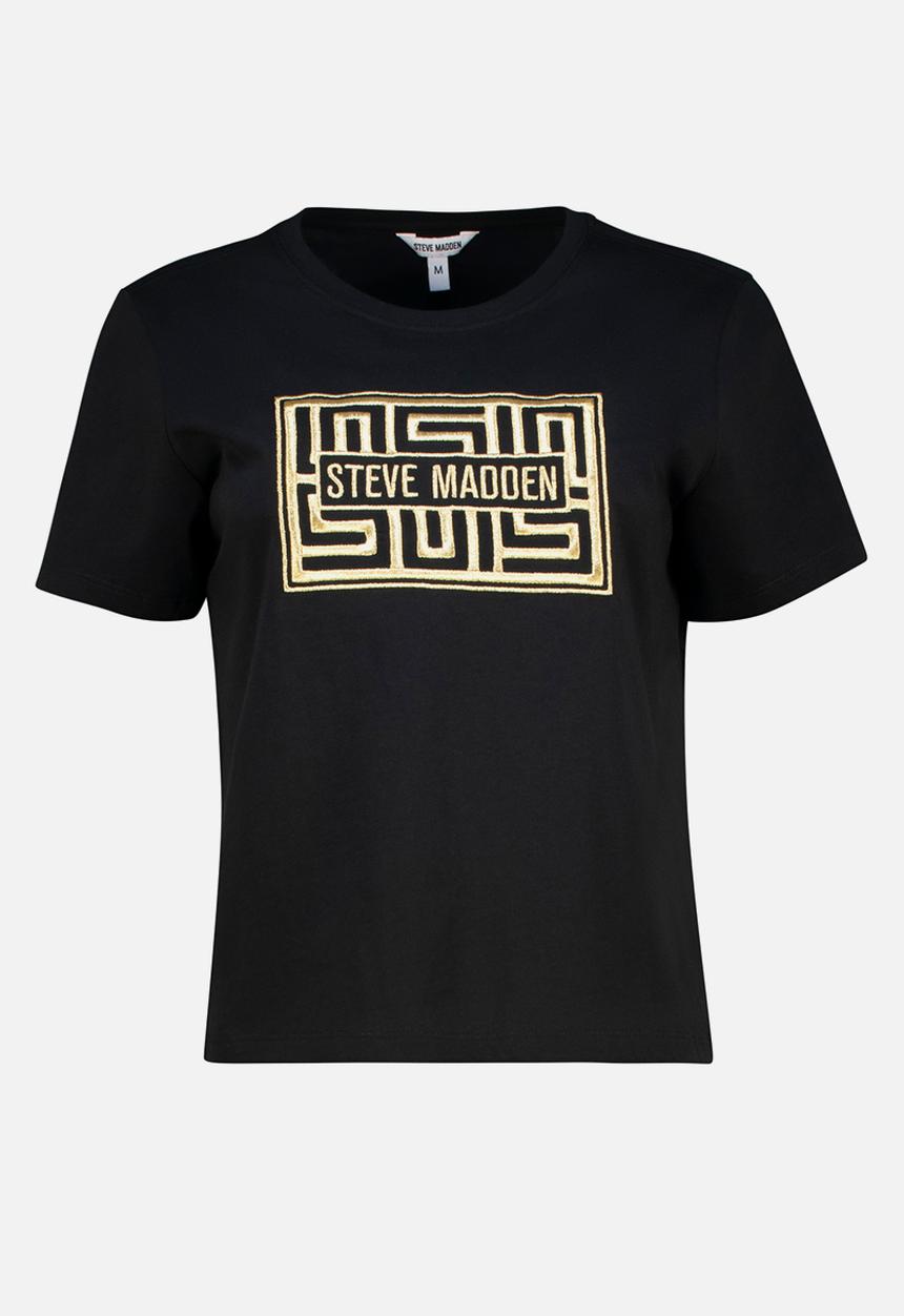 Steve Madden - Malissa Metallic Logo Boxy T-Shirt - Black