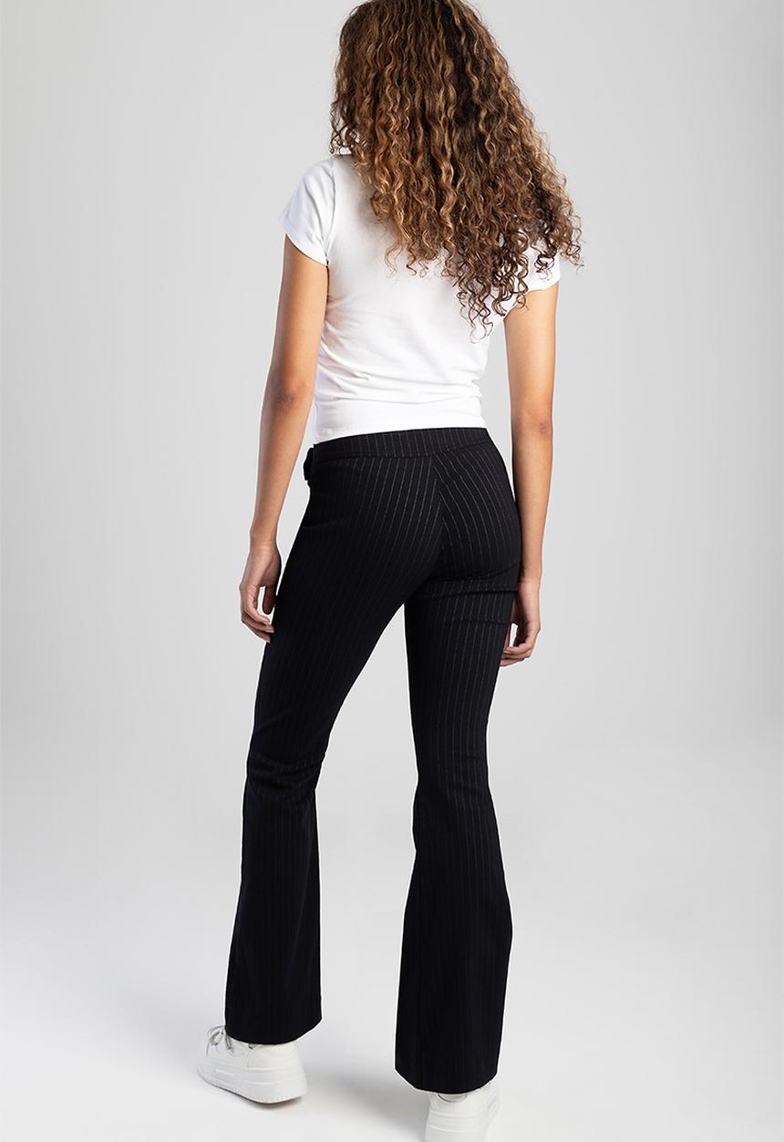 SISSY BOY - LUCY: Low Waist Skinny Flare With Self Belt  - Black / Grey