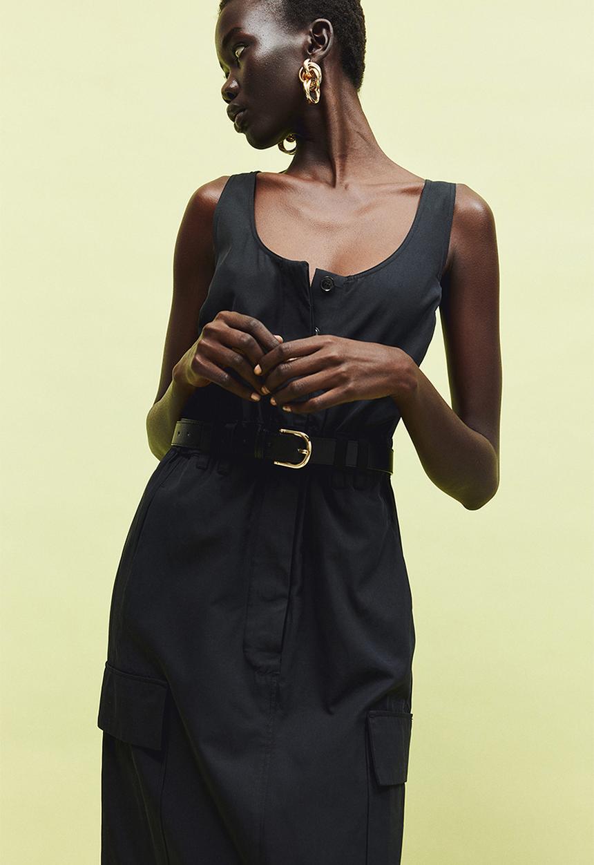 H&M - Long cargo dress - black