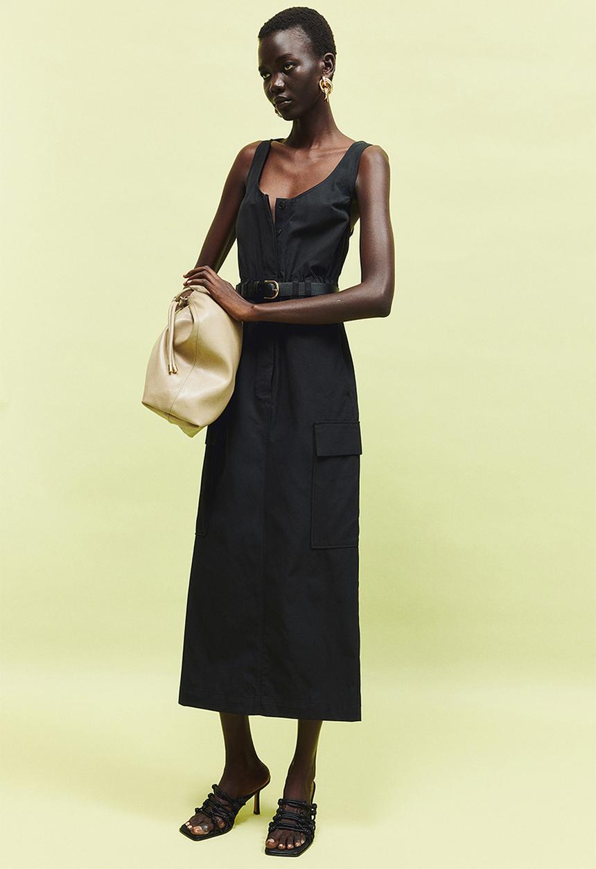 H&M - Long cargo dress - black