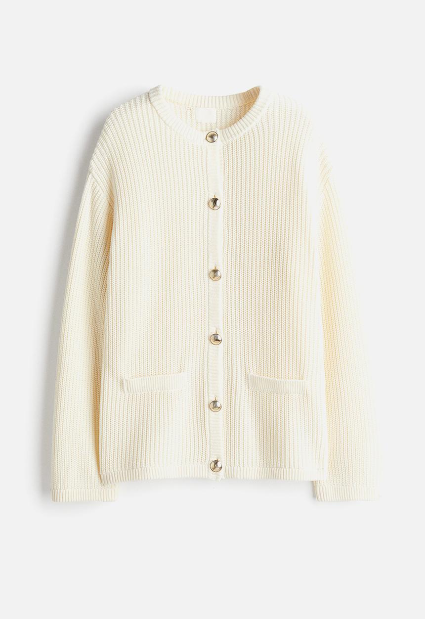 H&M - Rib-knit cardigan - cream