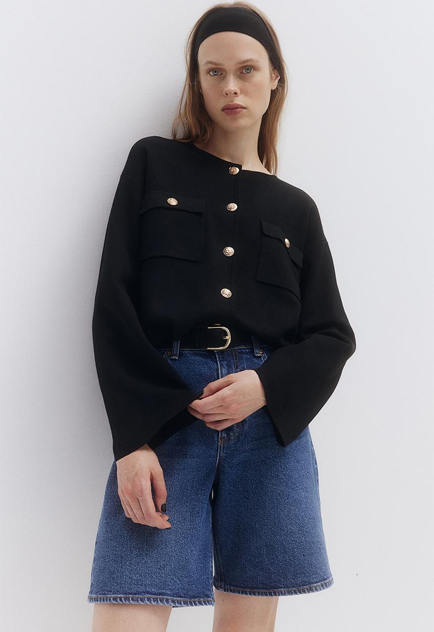 H&M - Pocket-detail cardigan - black