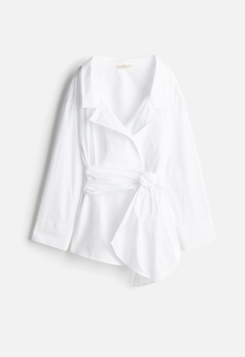 H&M - Poplin wrap blouse - white