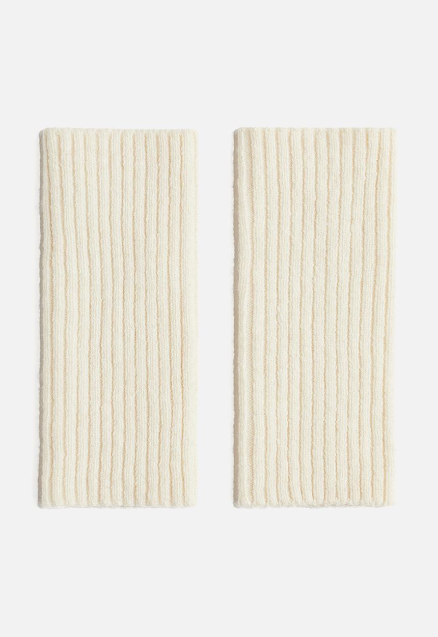 H&M - Rib-knit wrist warmers - cream 