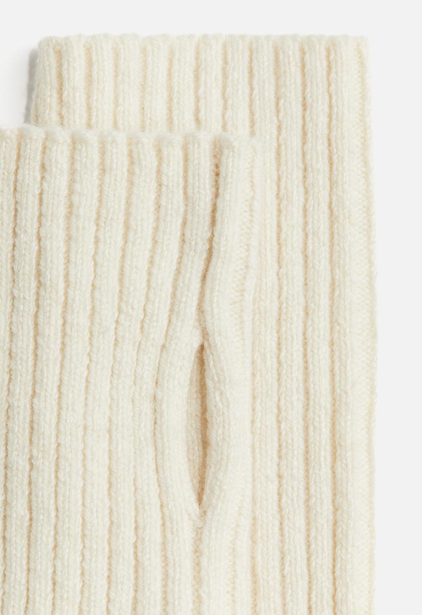 H&M - Rib-knit wrist warmers - cream 