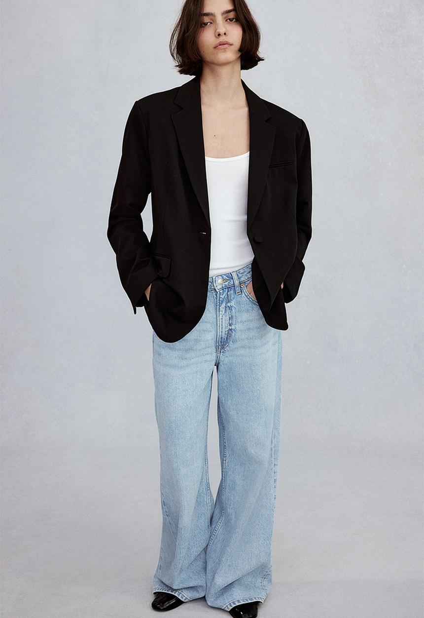 H&M - Feather soft super wide ultra high jeans - pale denim blue