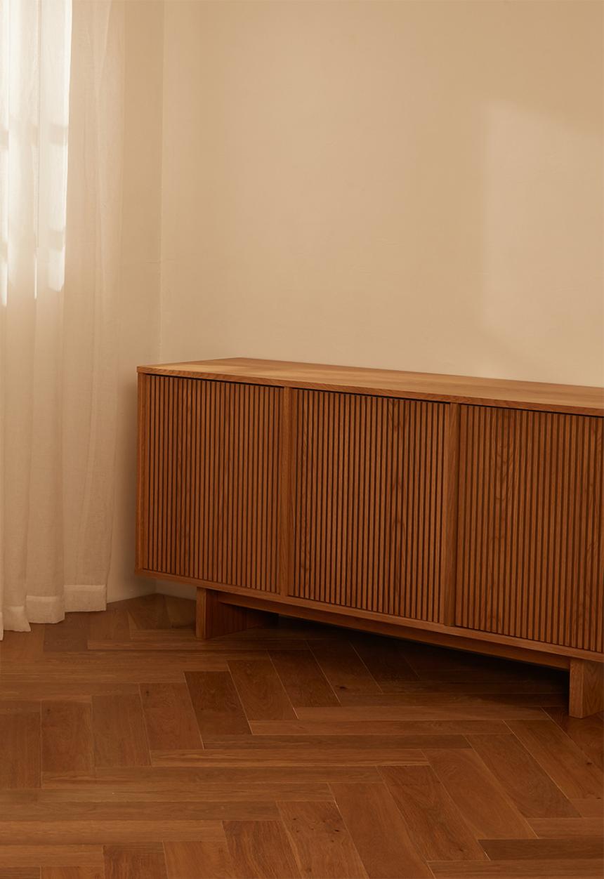 Sixth Floor - Groove sideboard 3 door - Oak Veneer