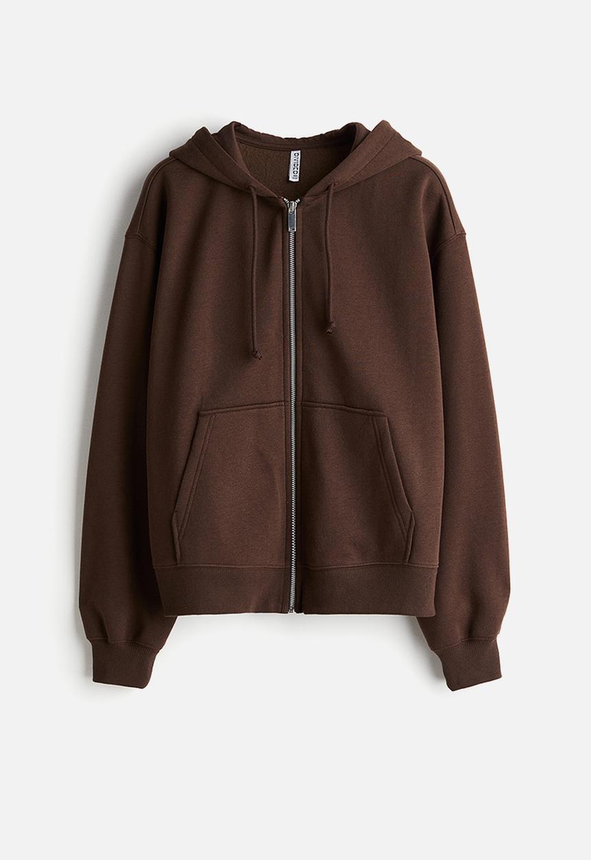 H&M - Zip-through hoodie - dark brown