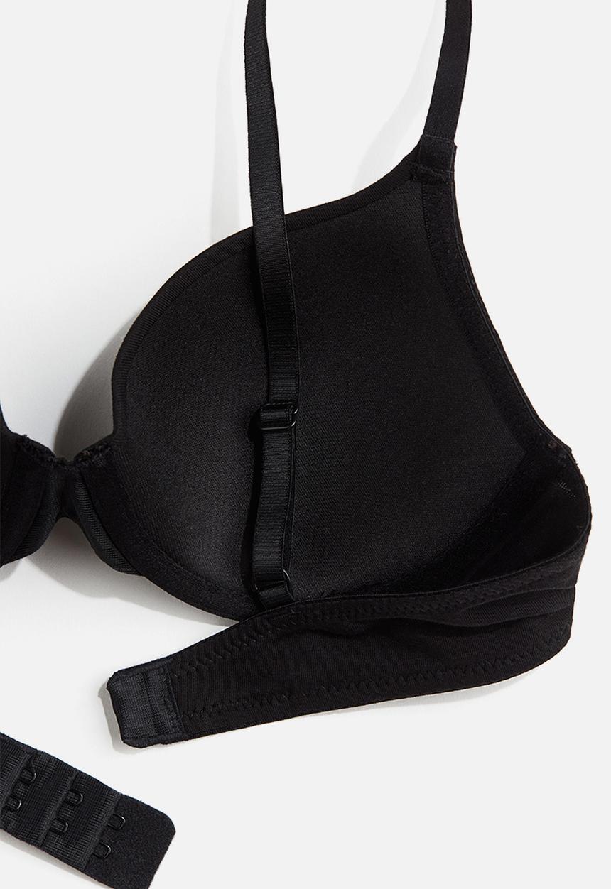 H&M - Padded underwired cotton bra - black
