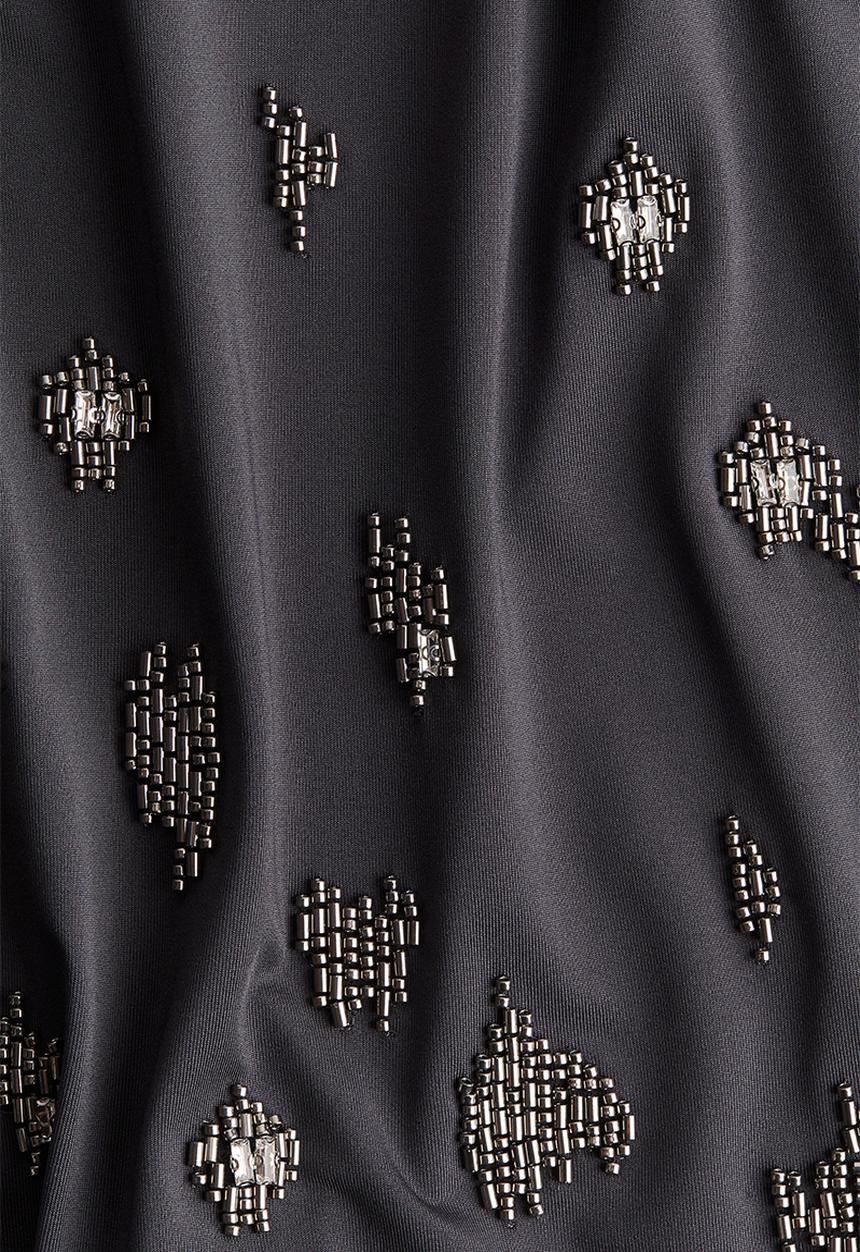 H&M - Bead-embellished top - dark grey