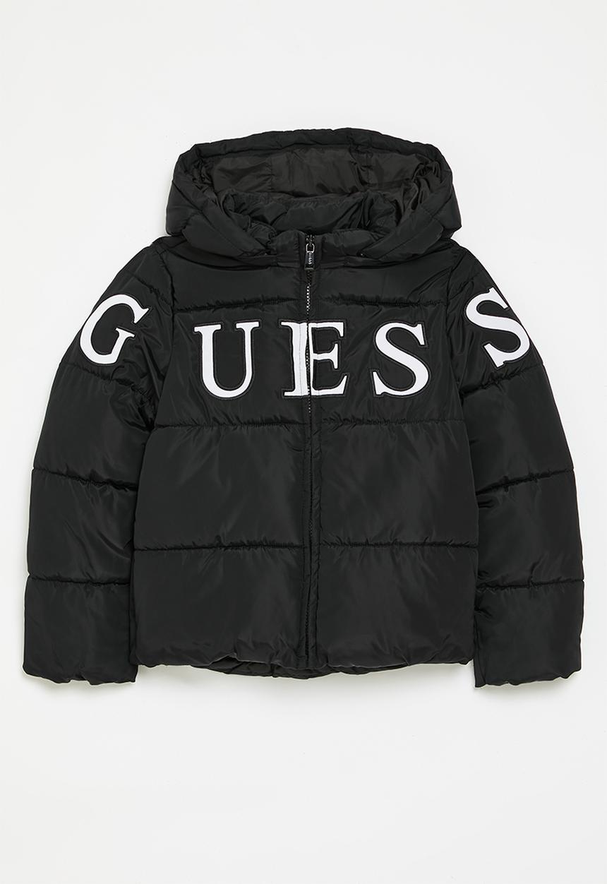GUESS - Hooded ls padded puffer w/zip - jet black 
