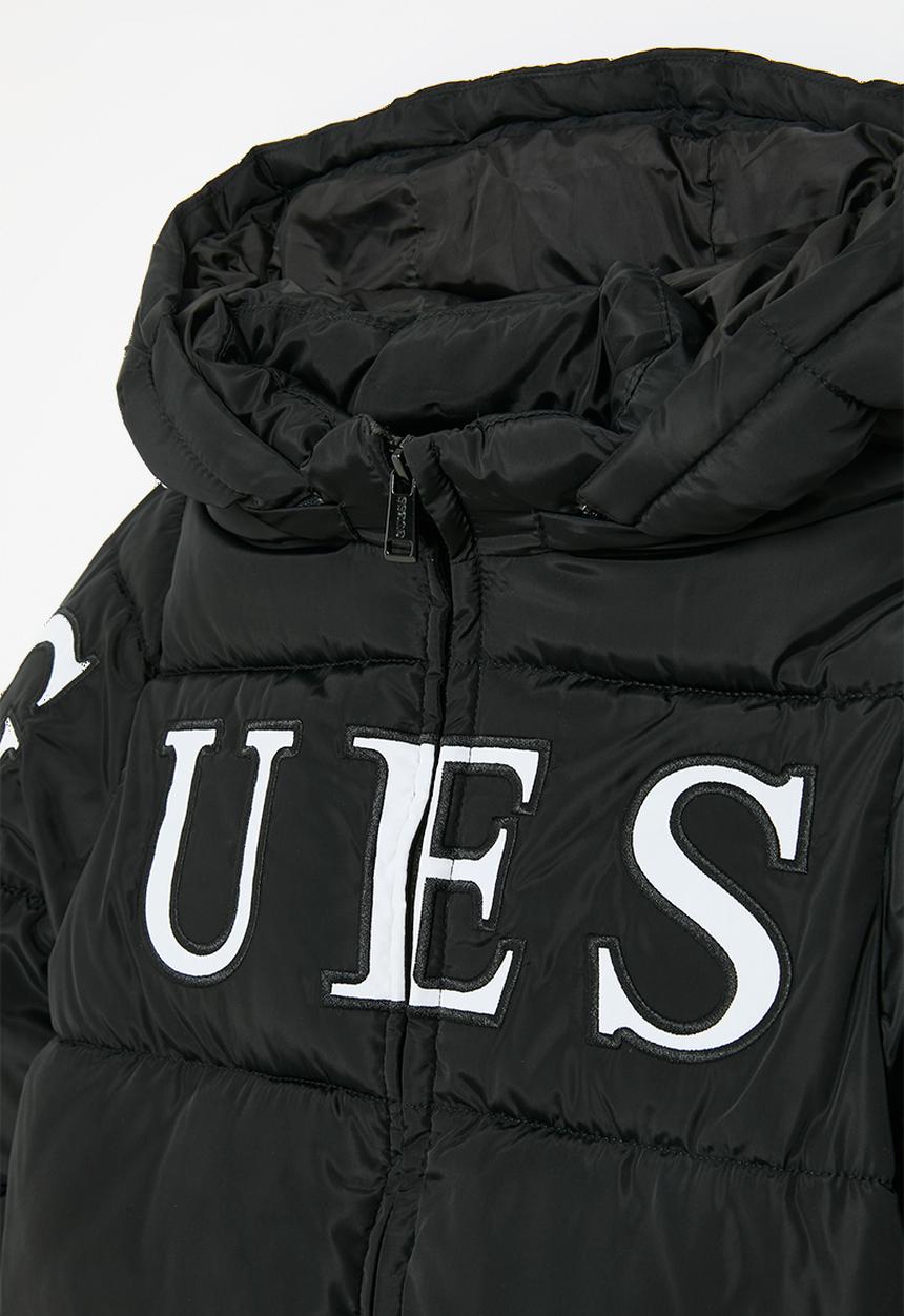 GUESS - Hooded ls padded puffer w/zip - jet black 
