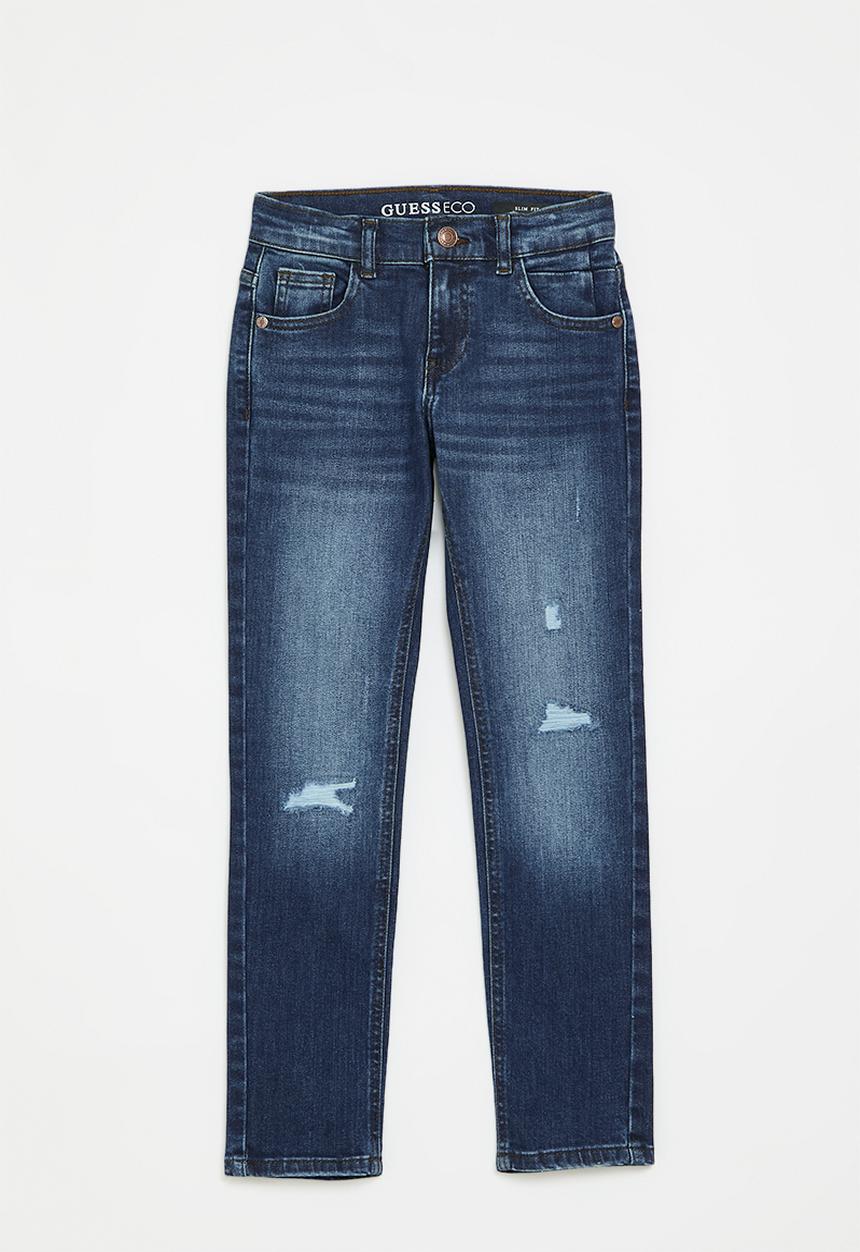 GUESS - Comfort denim slim fit pants - scratch&destroy indigo wash