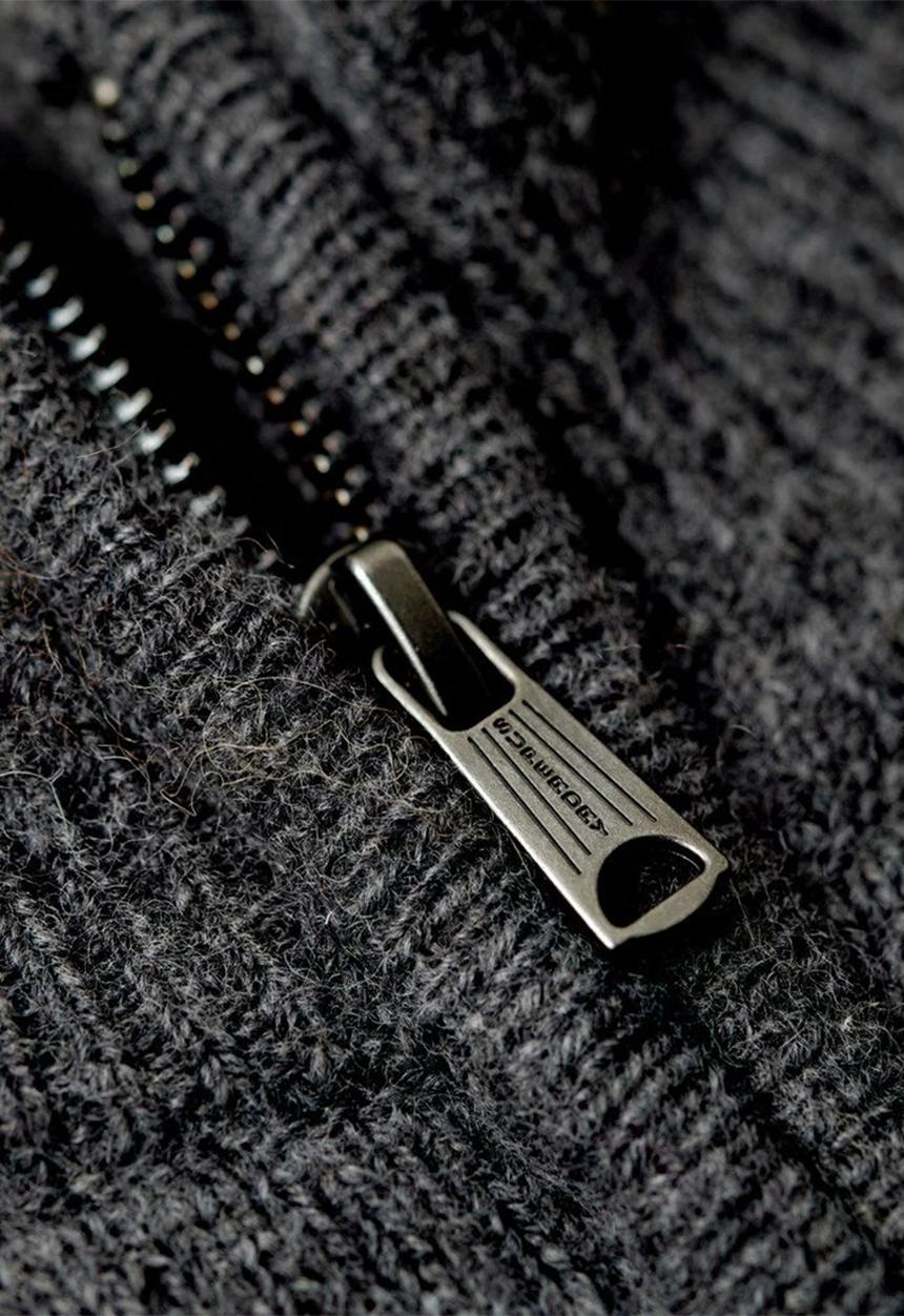 Superdry. - Essential emb knit half zip - gull grey marl