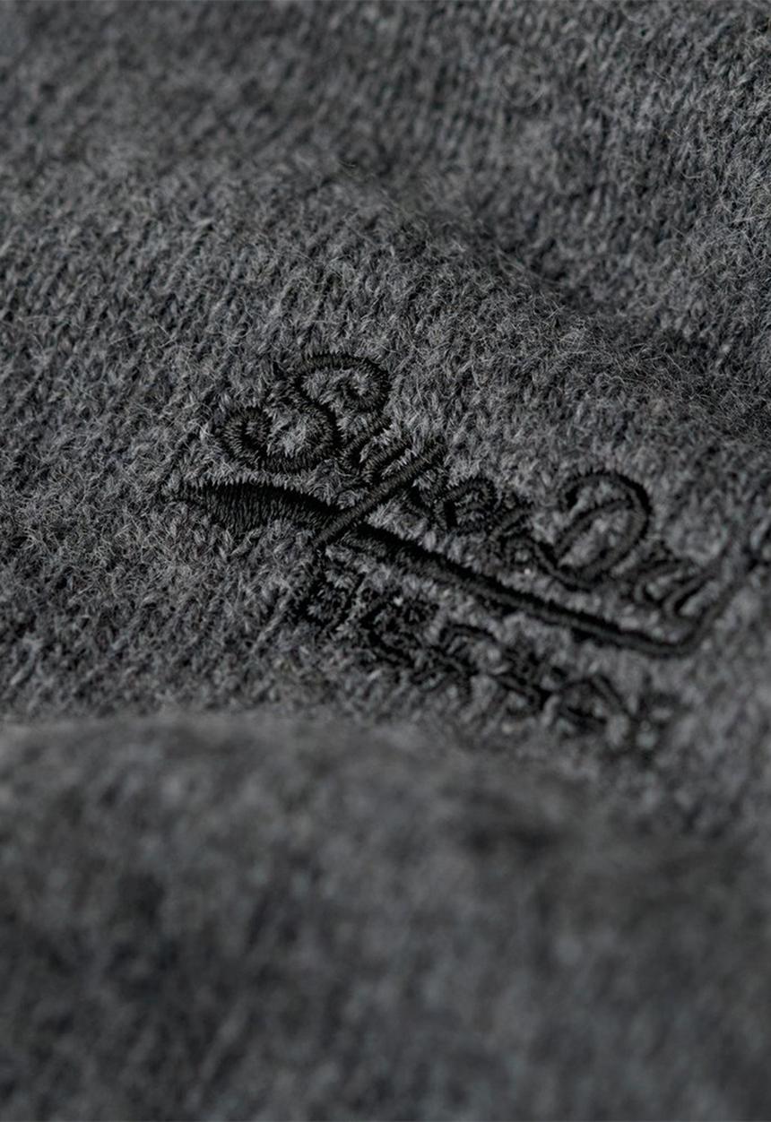 Superdry. - Essential emb knit half zip - gull grey marl
