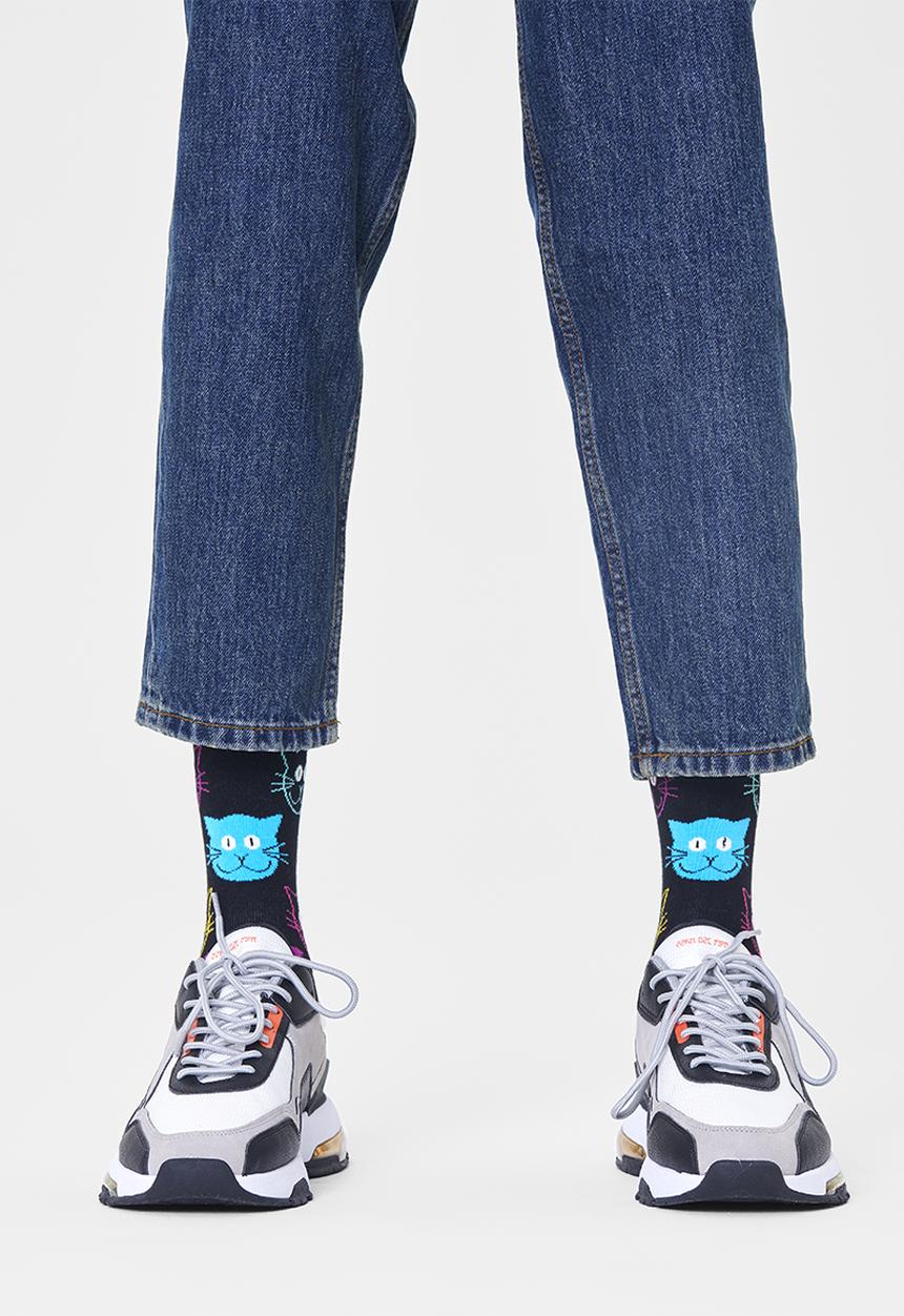 Happy Socks - Cat socks - black