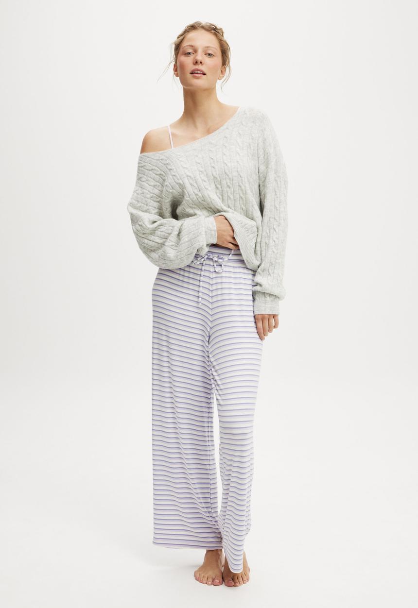 Cotton On - Cable Off The Shoulder Knit Jumper - Light Grey Marle