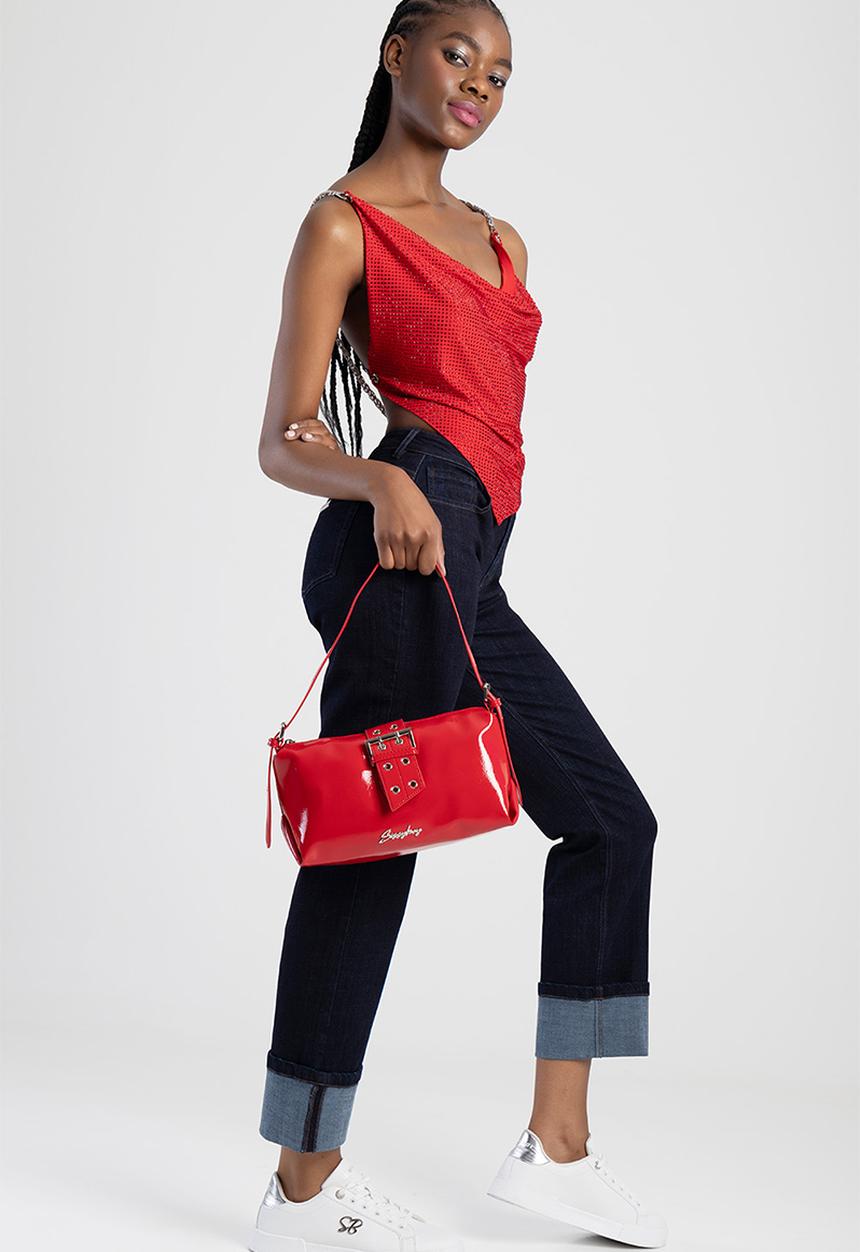 SISSY BOY - Buckle shoulder bag - Red