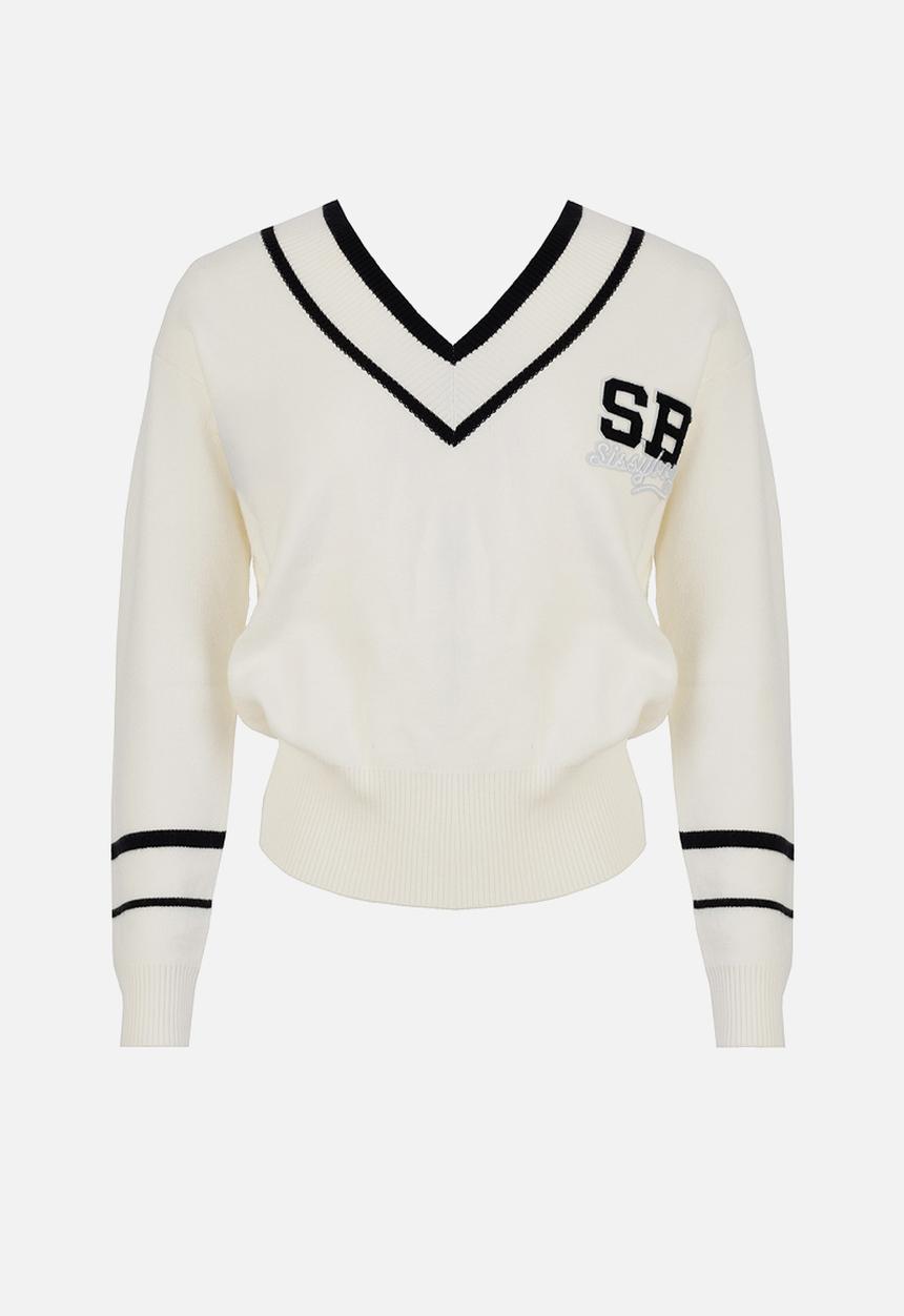 SISSY BOY - RUE: Logo Knit V-Neck Sweater - White