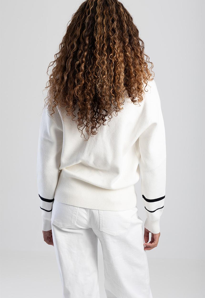 SISSY BOY - RUE: Logo Knit V-Neck Sweater - White